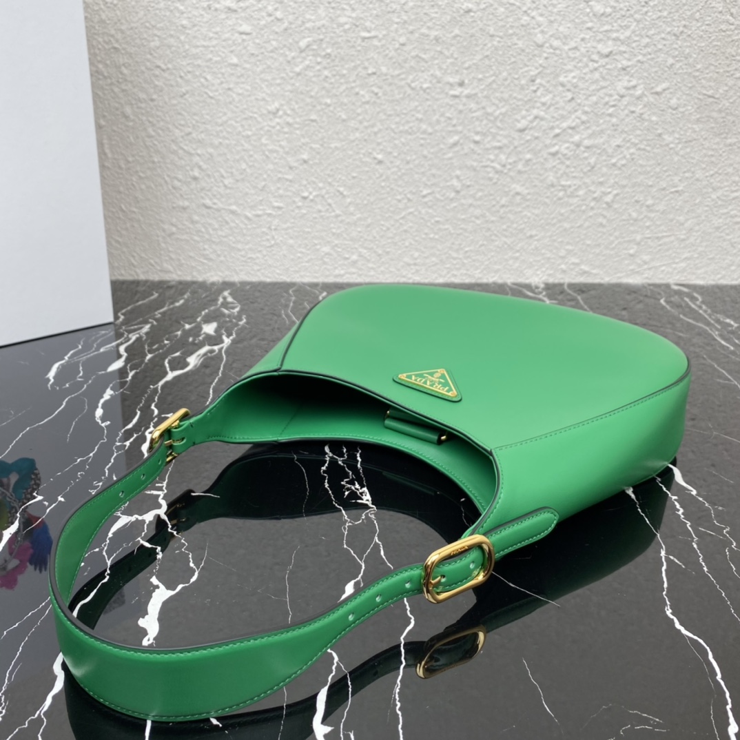 Prada Soft Leather Armpit Bag Handbag Shoulder Bag Green 1BC179